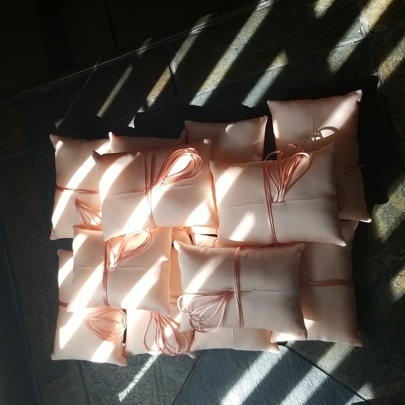 Set of 12 Wedding Ring Pillows Peach New Baby Shower Favors - Picture 2 of 4